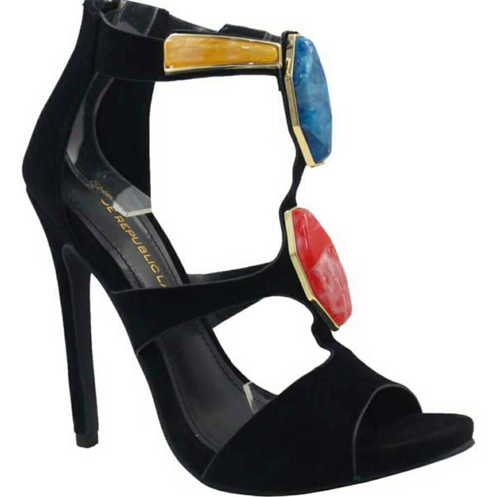 Evening suede ladies heels in black